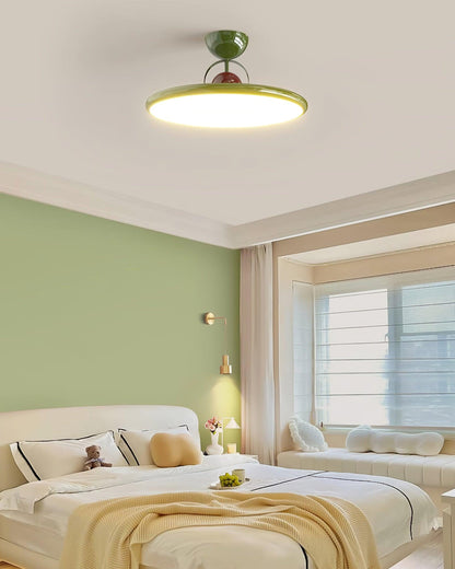 Flush Mount LED Overhead Light for Kitchen, Dining Room & Hallway – Metal Fixture in Chrome, Green or Beige Finish – 16-20 in Dimmable Ambie