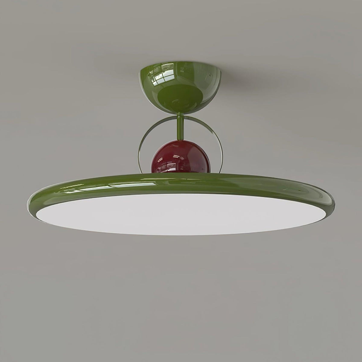 Flush Mount LED Overhead Light for Kitchen, Dining Room & Hallway – Metal Fixture in Chrome, Green or Beige Finish – 16-20 in Dimmable Ambie