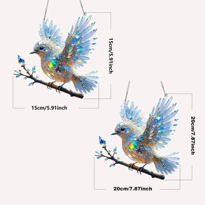 Acrylic Prism Bird Ornament Blue 8 Inch Window Rainbow Maker Light Refraction Hanging Decor Gift for Home Living Room Conservatory Sun Catch