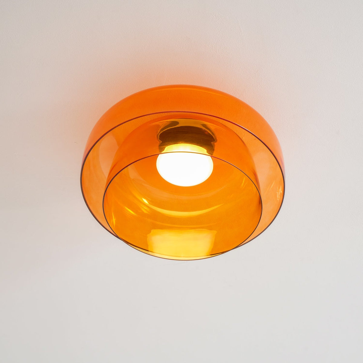 Tiered LED Flush Mount Light 16.5 in Glass Metal Indoor Fixture for Bedroom Living Room Low Ceilings Adjustable Color Temperature 3000K 4000