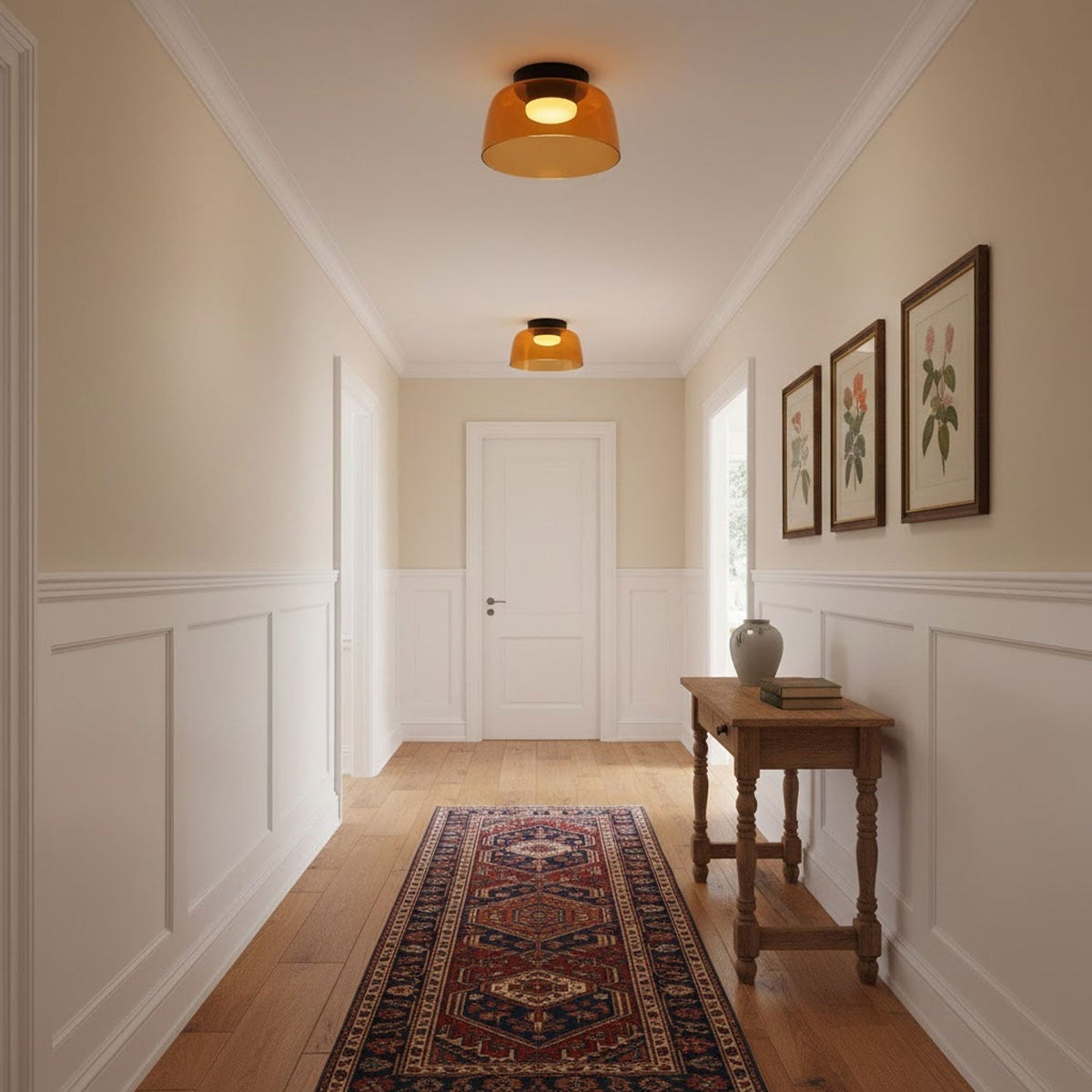 Tiered LED Flush Mount Light 16.5 in Glass Metal Indoor Fixture for Bedroom Living Room Low Ceilings Adjustable Color Temperature 3000K 4000