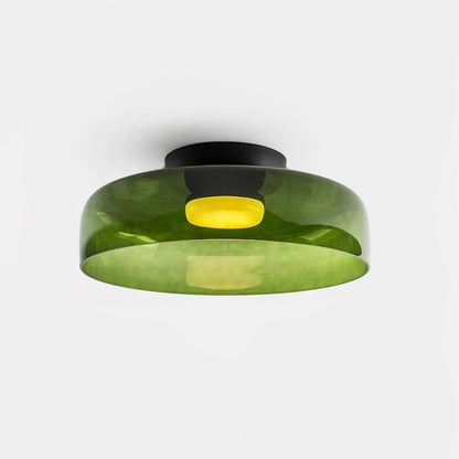 Tiered LED Flush Mount Light 16.5 in Glass Metal Indoor Fixture for Bedroom Living Room Low Ceilings Adjustable Color Temperature 3000K 4000