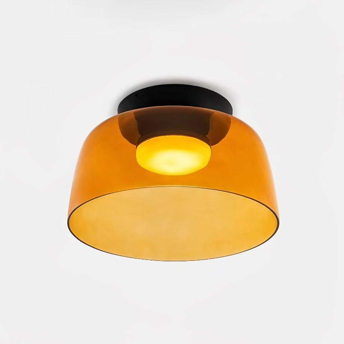 Tiered LED Flush Mount Light 16.5 in Glass Metal Indoor Fixture for Bedroom Living Room Low Ceilings Adjustable Color Temperature 3000K 4000