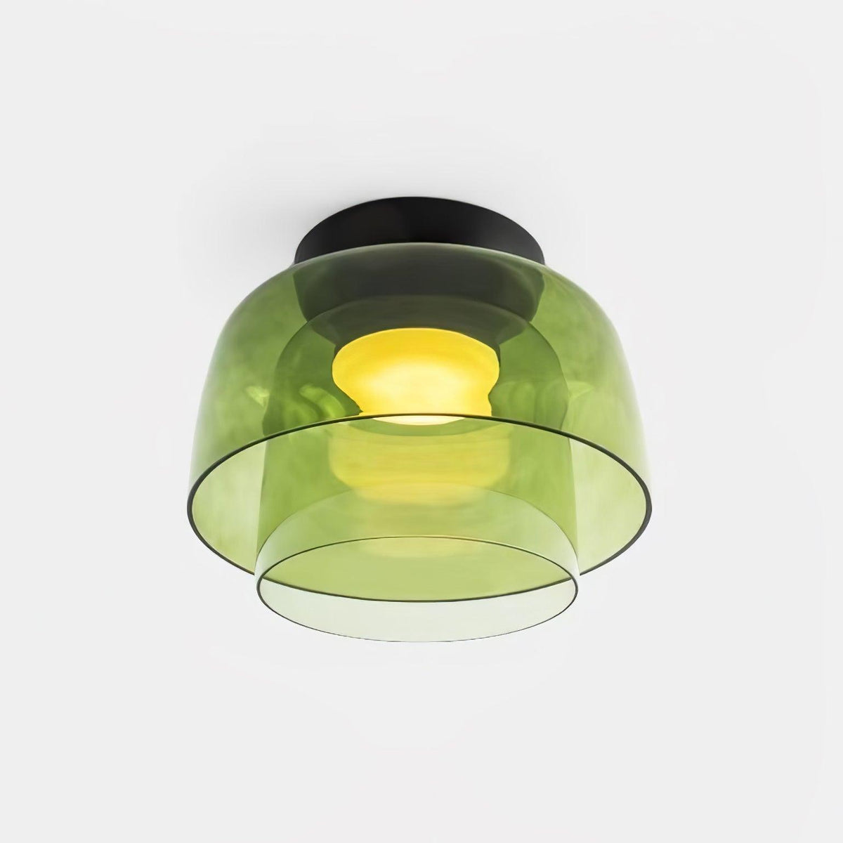 Tiered LED Flush Mount Light 16.5 in Glass Metal Indoor Fixture for Bedroom Living Room Low Ceilings Adjustable Color Temperature 3000K 4000