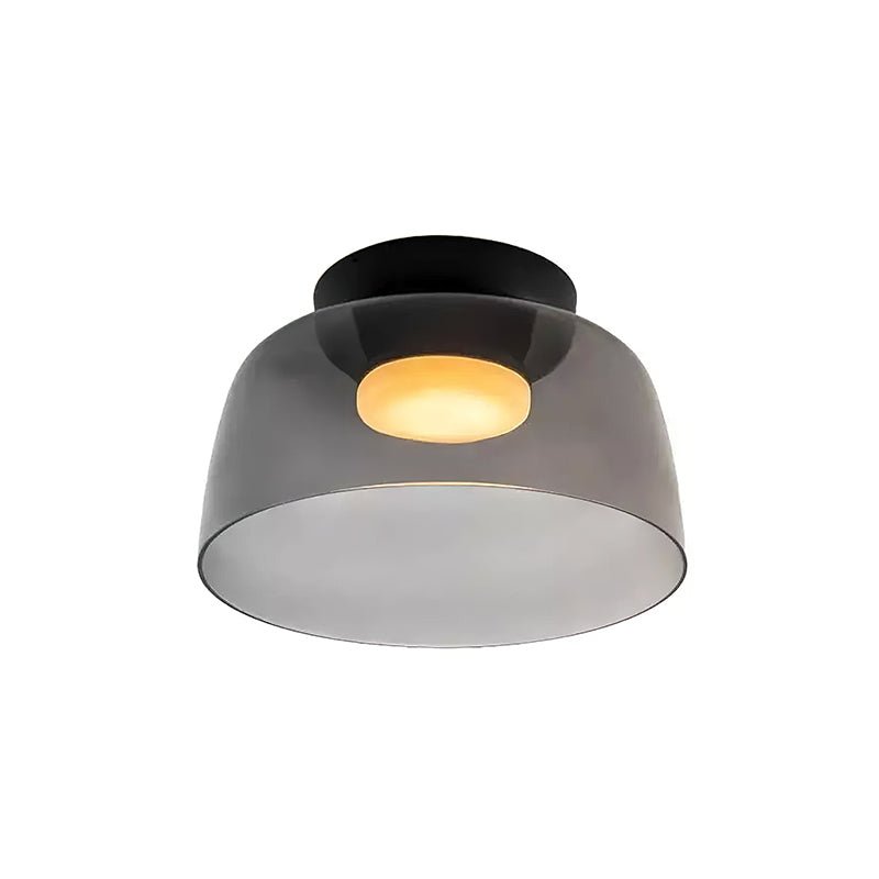 Tiered LED Flush Mount Light 16.5 in Glass Metal Indoor Fixture for Bedroom Living Room Low Ceilings Adjustable Color Temperature 3000K 4000