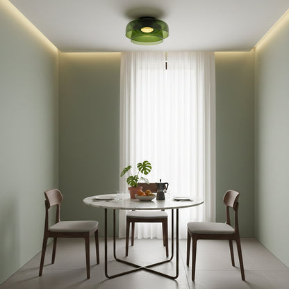 Multi-Tier Glass LED Overhead Light 13–16 Inch Green for Bedroom Living Room Hallway Contemporary Flush Mount Fixture 10W Dimmable