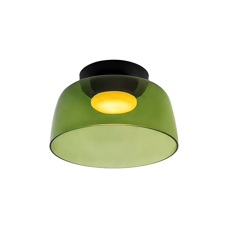 Multi-Tier Glass LED Overhead Light 13–16 Inch Green for Bedroom Living Room Hallway Contemporary Flush Mount Fixture 10W Dimmable