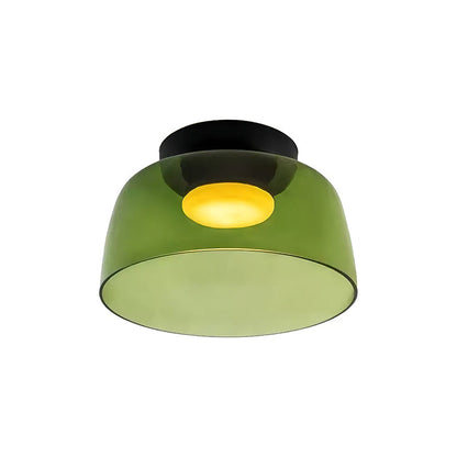 Multi-Tier Glass LED Overhead Light 13–16 Inch Green for Bedroom Living Room Hallway Contemporary Flush Mount Fixture 10W Dimmable