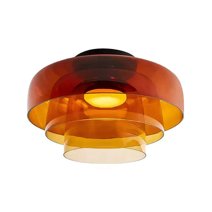 Multi-Tier Glass LED Overhead Light 13–16 Inch Green for Bedroom Living Room Hallway Contemporary Flush Mount Fixture 10W Dimmable