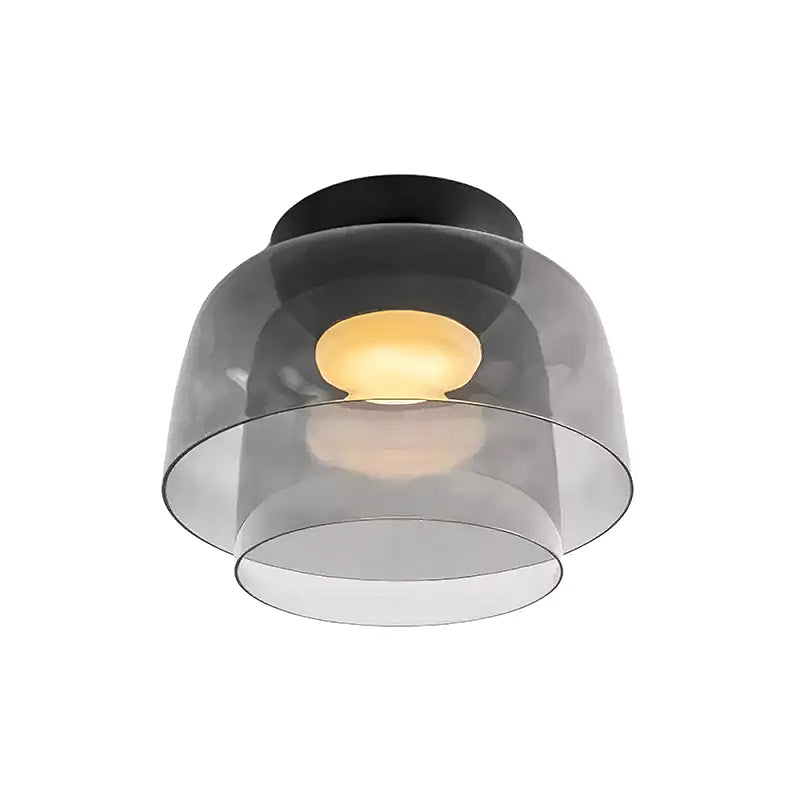 Multi-Tier Glass LED Overhead Light 13–16 Inch Green for Bedroom Living Room Hallway Contemporary Flush Mount Fixture 10W Dimmable