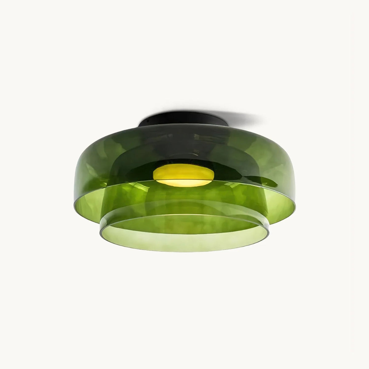 Multi-Tier Glass LED Overhead Light 13–16 Inch Green for Bedroom Living Room Hallway Contemporary Flush Mount Fixture 10W Dimmable