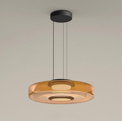 Tiered Glass Pendant Ceiling Fixture LED Multi-Level Hanging Light for Kitchen Island Dining Room Modern Layered Chandelier Adjustable Heigh