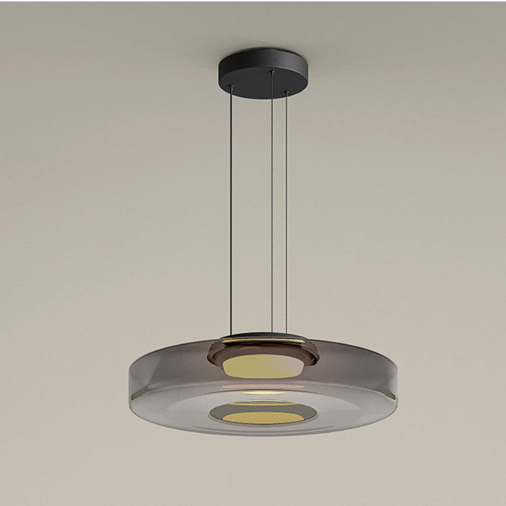 Tiered Glass Pendant Ceiling Fixture LED Multi-Level Hanging Light for Kitchen Island Dining Room Modern Layered Chandelier Adjustable Heigh