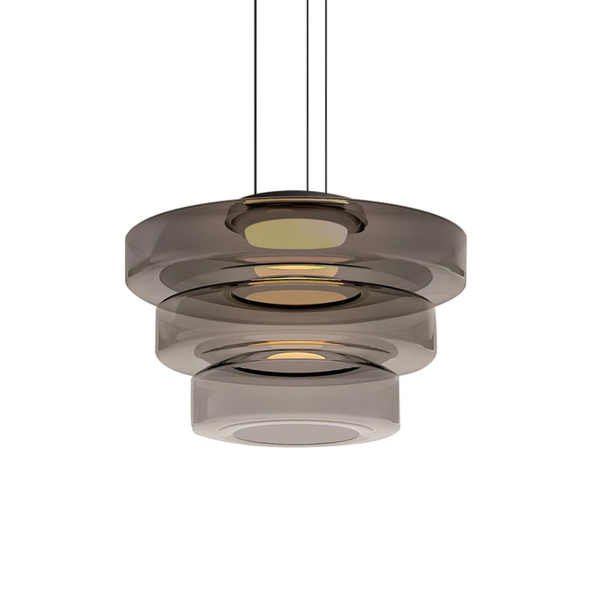 Tiered Glass Pendant Ceiling Fixture LED Multi-Level Hanging Light for Kitchen Island Dining Room Modern Layered Chandelier Adjustable Heigh