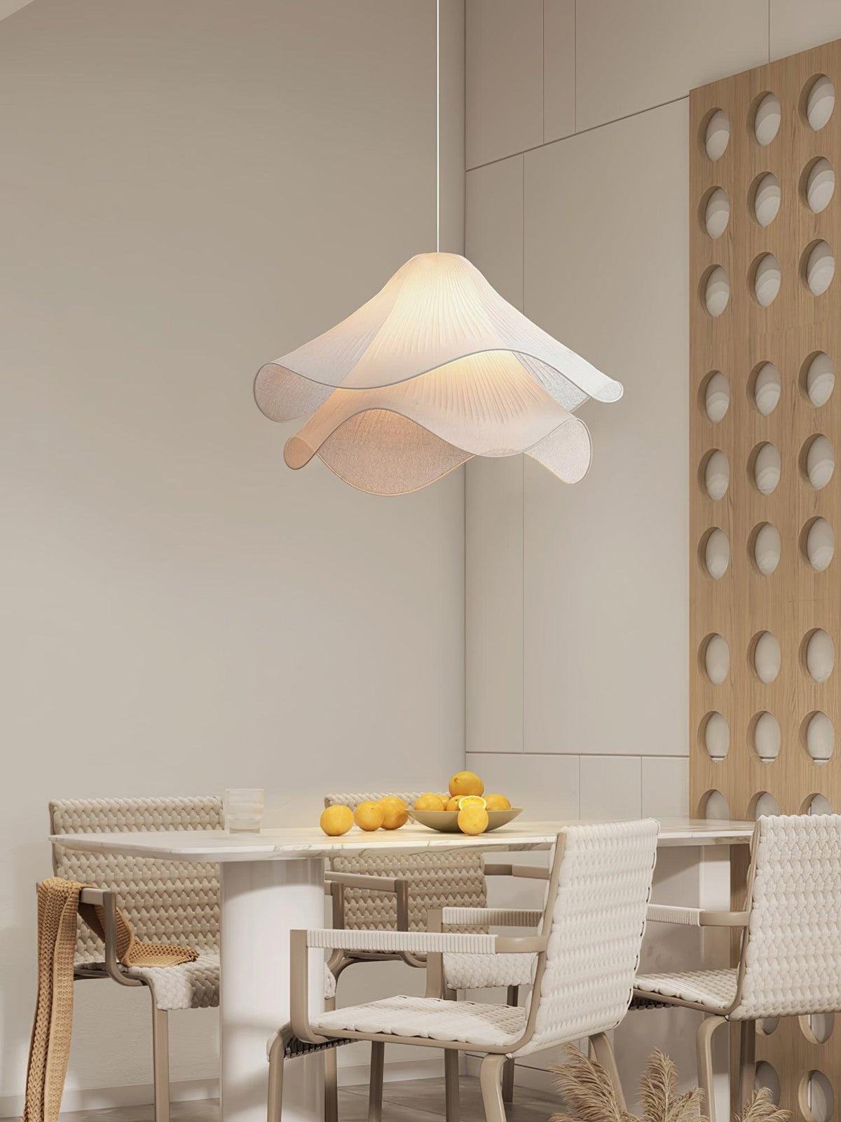 Layered Flower Petal Hanging Light Fixture White and Gold 24-Inch Diameter Adjustable Drop for Dining Room Kitchen Bedroom Above Table or Is