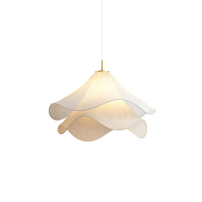 Layered Flower Petal Hanging Light Fixture White and Gold 24-Inch Diameter Adjustable Drop for Dining Room Kitchen Bedroom Above Table or Is