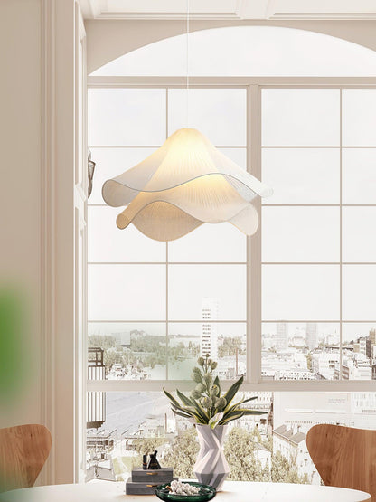 Layered Flower Petal Hanging Light Fixture White and Gold 24-Inch Diameter Adjustable Drop for Dining Room Kitchen Bedroom Above Table or Is
