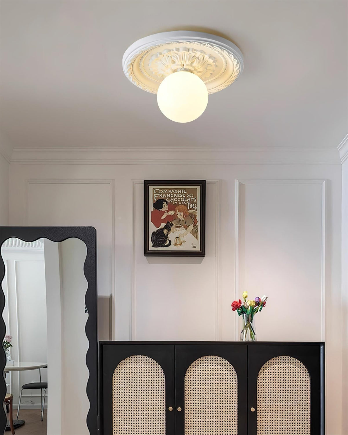 Acrylic Flush Mount Ceiling Light 14 in Beige Bedroom Living Room Decorative Fixture Low Profile Wall Mount Ambient Illumination