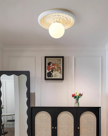 Acrylic Flush Mount Ceiling Light 14 in Beige Bedroom Living Room Decorative Fixture Low Profile Wall Mount Ambient Illumination