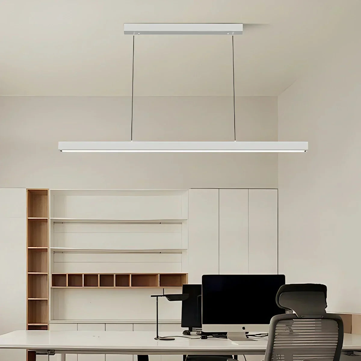 Linear LED Ceiling Fixture Black Aluminum Hanging Light for Dining Room Kitchen Island Office Desk Modern Minimalist Suspended Lamp Adjustab