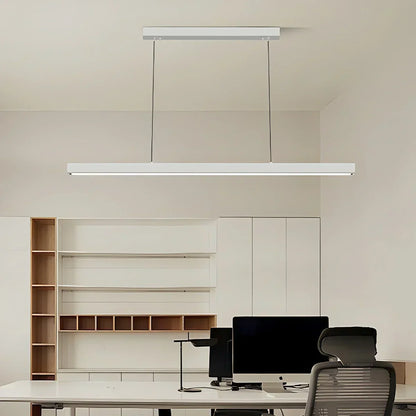Linear LED Ceiling Fixture Black Aluminum Hanging Light for Dining Room Kitchen Island Office Desk Modern Minimalist Suspended Lamp Adjustab