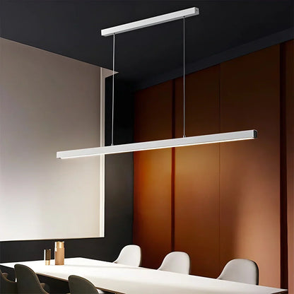 Linear LED Ceiling Fixture Black Aluminum Hanging Light for Dining Room Kitchen Island Office Desk Modern Minimalist Suspended Lamp Adjustab