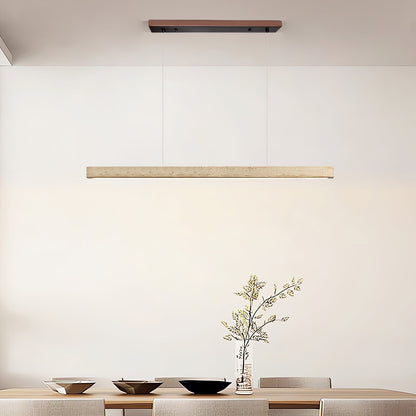Linear Travertine Pendant Light with Integrated LED – Natural Stone Ceiling Fixture for Dining Room & Living Room – Dimmable Modern