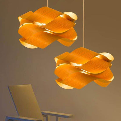 Suspension lumineuse avec abat-jour effet bois pour îlot de cuisine, salle à manger ou chambre, cordon réglable, luminaire moderne style ferme, lumière chaleureuse, culot E26