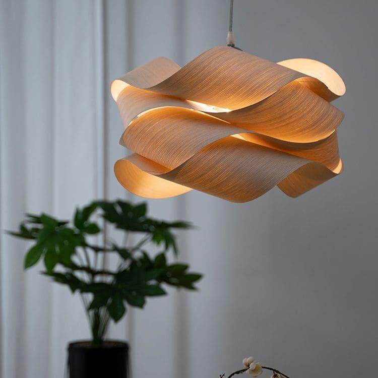 Suspension lumineuse avec abat-jour effet bois pour îlot de cuisine, salle à manger ou chambre, cordon réglable, luminaire moderne style ferme, lumière chaleureuse, culot E26
