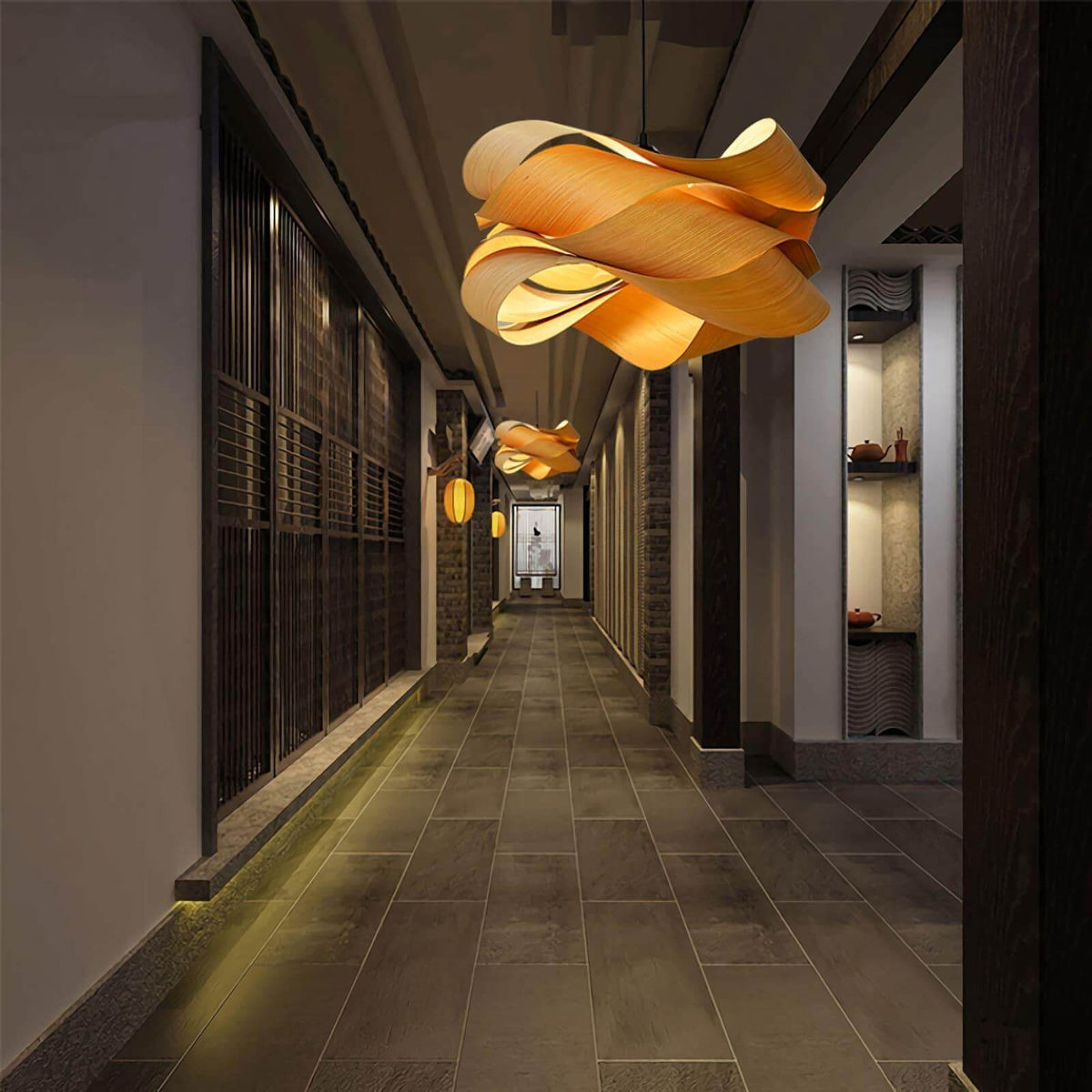 Suspension lumineuse avec abat-jour effet bois pour îlot de cuisine, salle à manger ou chambre, cordon réglable, luminaire moderne style ferme, lumière chaleureuse, culot E26