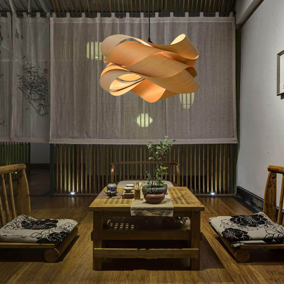 Suspension lumineuse avec abat-jour effet bois pour îlot de cuisine, salle à manger ou chambre, cordon réglable, luminaire moderne style ferme, lumière chaleureuse, culot E26