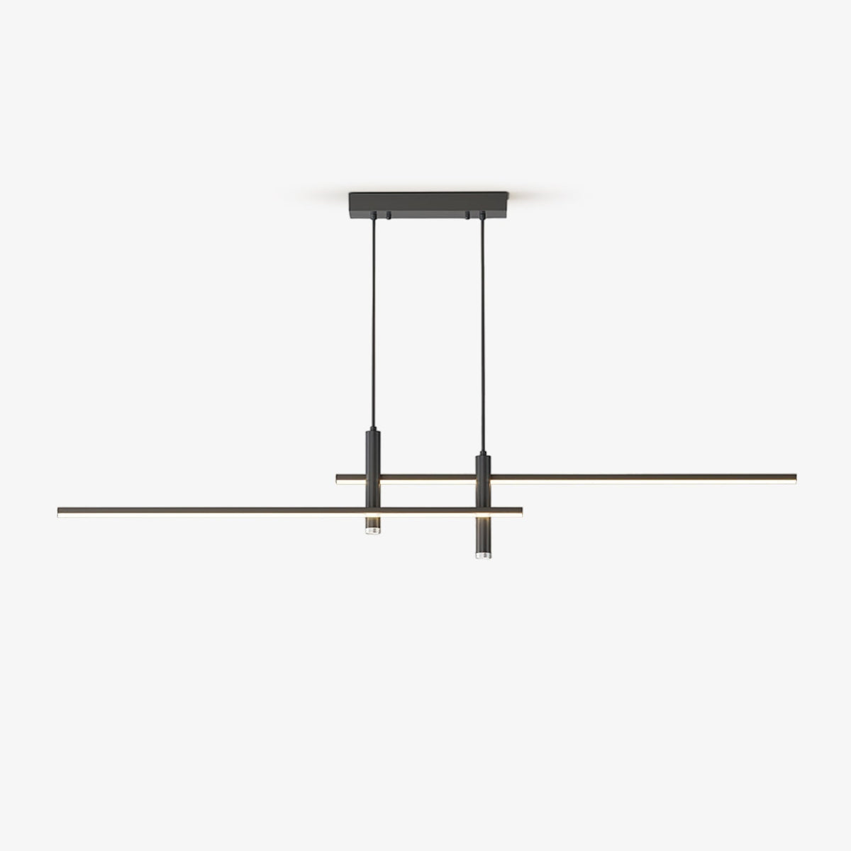 Suspension linéaire à deux spots en métal, luminaire moderne réglable pour îlot de cuisine, salle à manger et salon