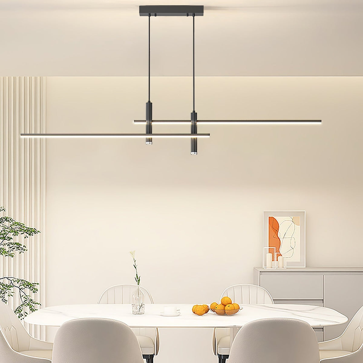 Suspension linéaire à deux spots en métal, luminaire moderne réglable pour îlot de cuisine, salle à manger et salon