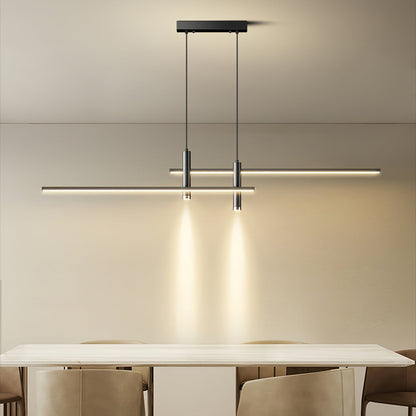 Suspension linéaire à deux spots en métal, luminaire moderne réglable pour îlot de cuisine, salle à manger et salon