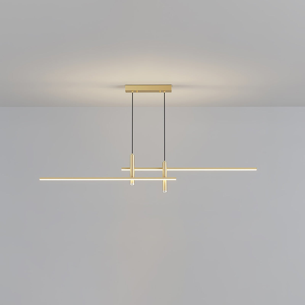 Suspension linéaire à deux spots en métal, luminaire moderne réglable pour îlot de cuisine, salle à manger et salon
