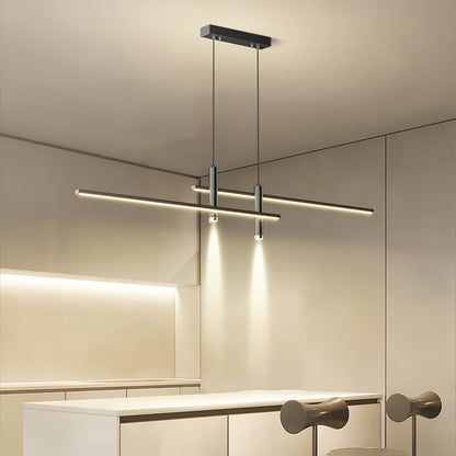 Suspension linéaire à deux spots en métal, luminaire moderne réglable pour îlot de cuisine, salle à manger et salon