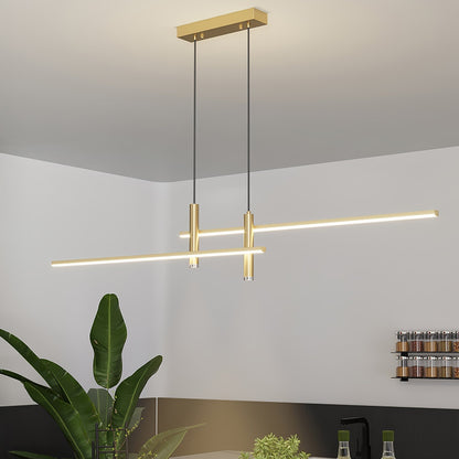 Suspension linéaire à deux spots en métal, luminaire moderne réglable pour îlot de cuisine, salle à manger et salon