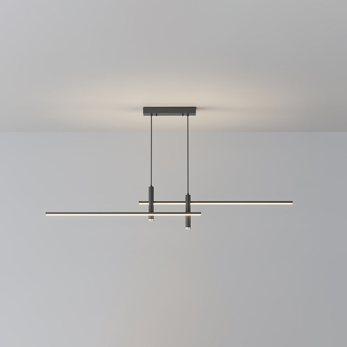 Suspension linéaire à deux spots en métal, luminaire moderne réglable pour îlot de cuisine, salle à manger et salon