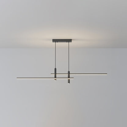 Suspension linéaire à deux spots en métal, luminaire moderne réglable pour îlot de cuisine, salle à manger et salon