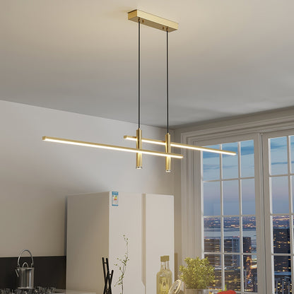 Suspension linéaire à deux spots en métal, luminaire moderne réglable pour îlot de cuisine, salle à manger et salon