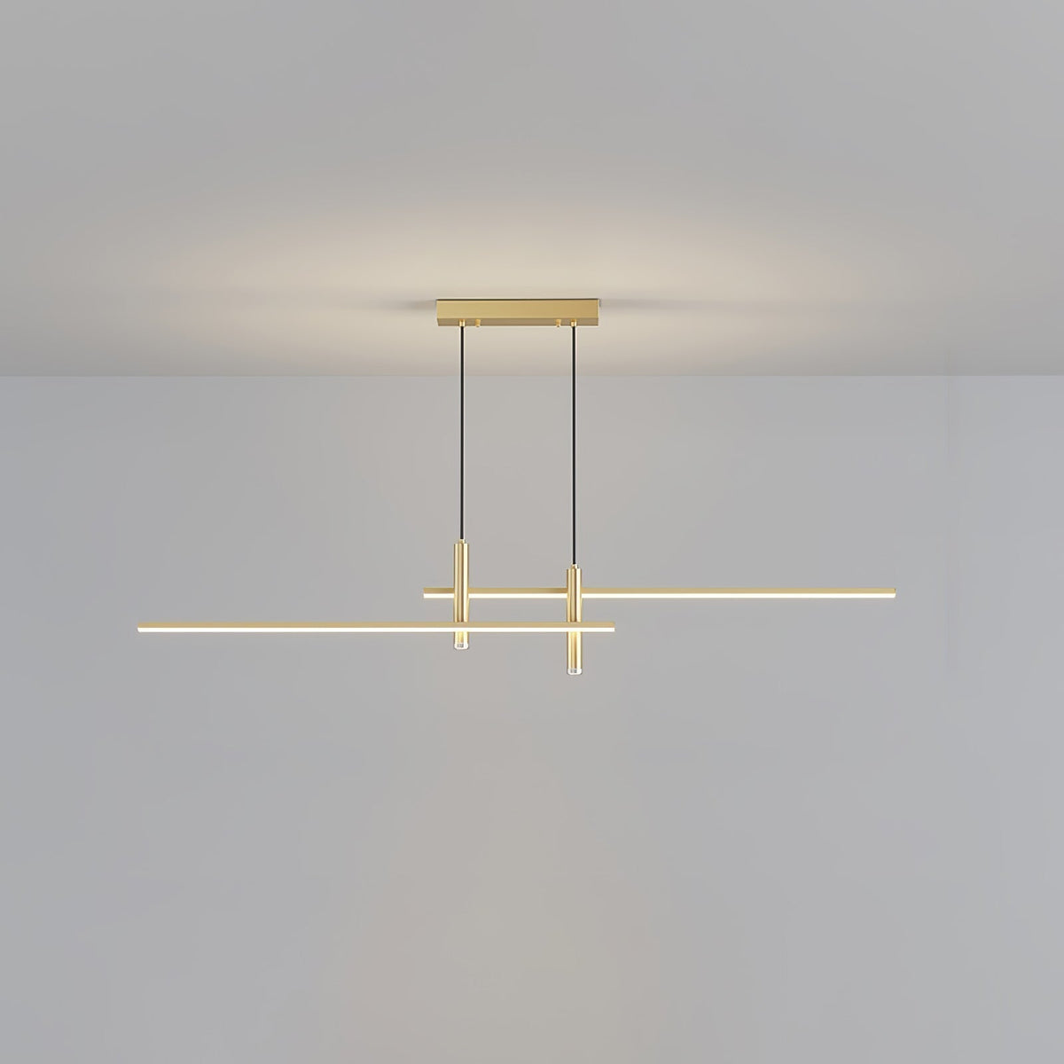 Suspension linéaire à deux spots en métal, luminaire moderne réglable pour îlot de cuisine, salle à manger et salon