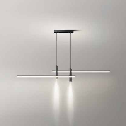 Suspension linéaire à deux spots en métal, luminaire moderne réglable pour îlot de cuisine, salle à manger et salon