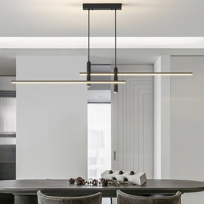Suspension linéaire à deux spots en métal, luminaire moderne réglable pour îlot de cuisine, salle à manger et salon