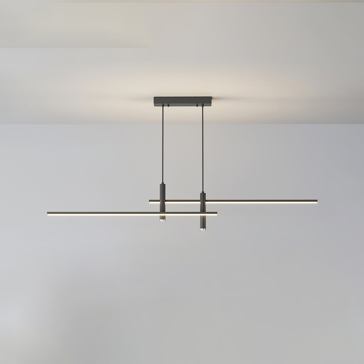 Suspension linéaire à deux spots en métal, luminaire moderne réglable pour îlot de cuisine, salle à manger et salon