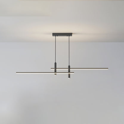 Suspension linéaire à deux spots en métal, luminaire moderne réglable pour îlot de cuisine, salle à manger et salon