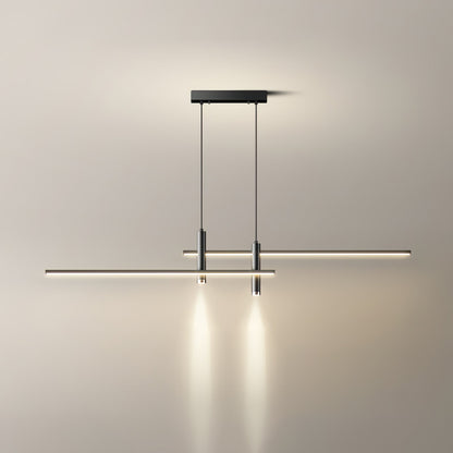 Suspension linéaire à deux spots en métal, luminaire moderne réglable pour îlot de cuisine, salle à manger et salon