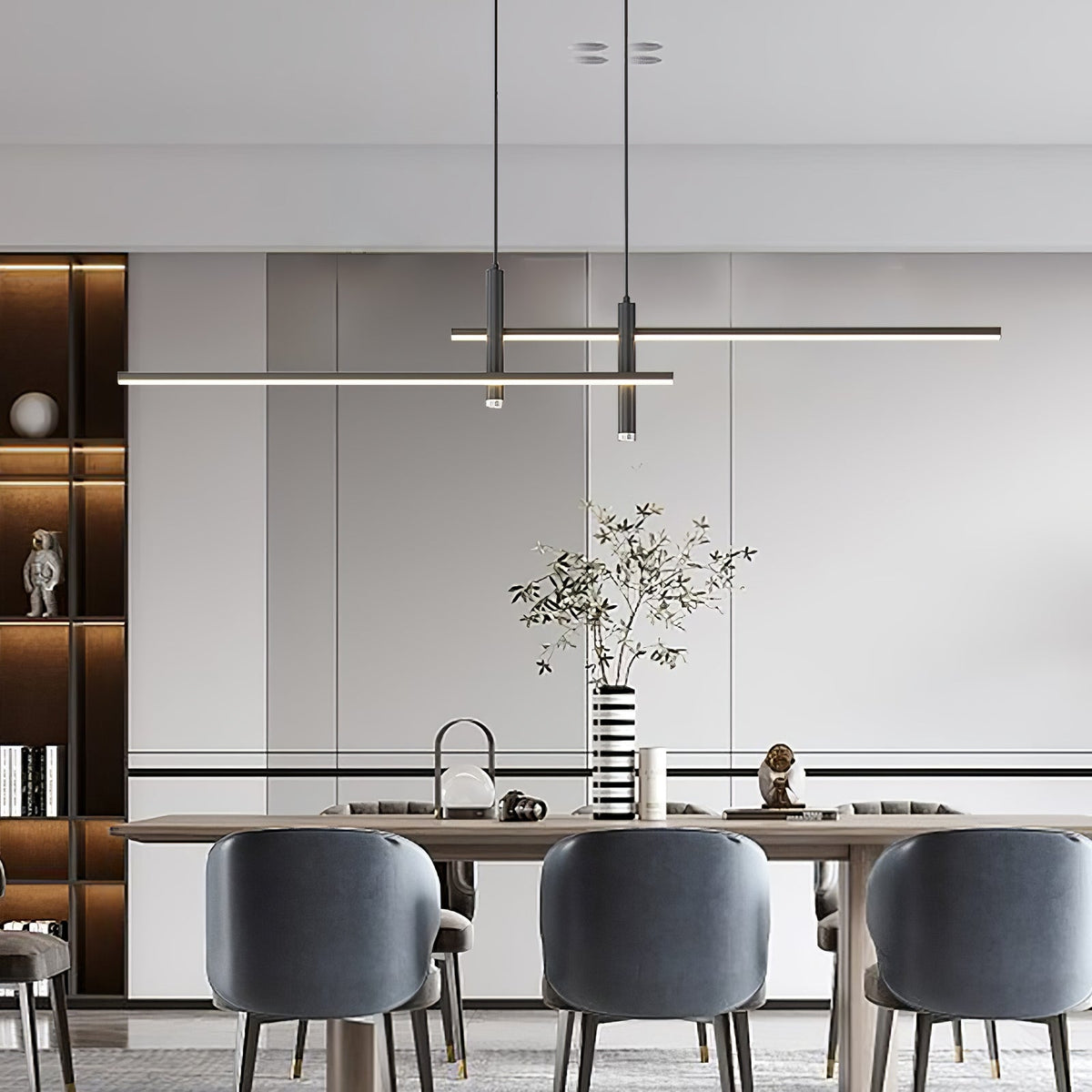 Suspension linéaire à deux spots en métal, luminaire moderne réglable pour îlot de cuisine, salle à manger et salon