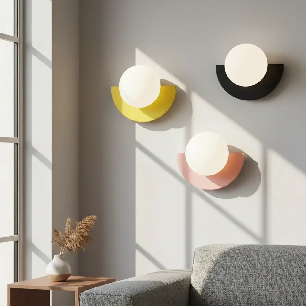 Contemporary Glass Globe Sconce 10 Inch LED Accent Fixture for Bedrooms Living Rooms Hallways Reading Nooks Multicolor Metal Frame Wall Moun