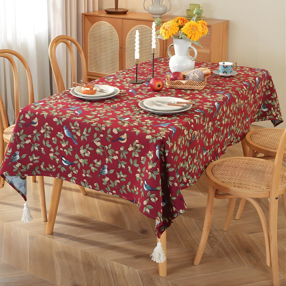 Liora Heritage Tablecloth - Floral and Bird Pattern, Machine Washable Polyester