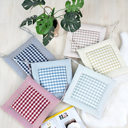 Liora Seat Cushion - Cotton Checkered, Comfortable Support for Dining Chairs